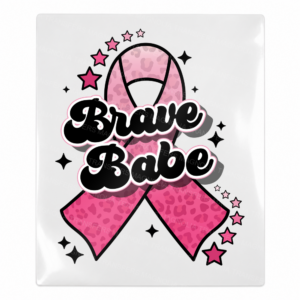 Brave Babe pink ribbon Activist and Awareness UV Transfer with leopard print detail