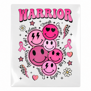 Warrior smiley pink ribbon Activist and Awareness UV Transfer with stacked faces