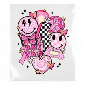 Pink Vibes Ribbon Collage Activist and Awareness UV Transfer