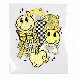 Fight For A Cure Yellow Ribbon Activist and Awareness UV Transfer