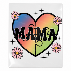 Mama Rainbow Puzzle Heart Activist and Awareness UV Transfer