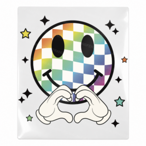 Checkered Smiley Heart Hands Activist and Awareness UV Transfer