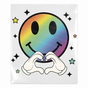 Rainbow Smiley Heart Hands Activist and Awareness UV Transfer