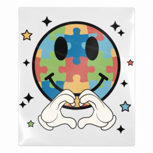 Puzzle Smiley Heart Hands Activist and Awareness UV Transfer