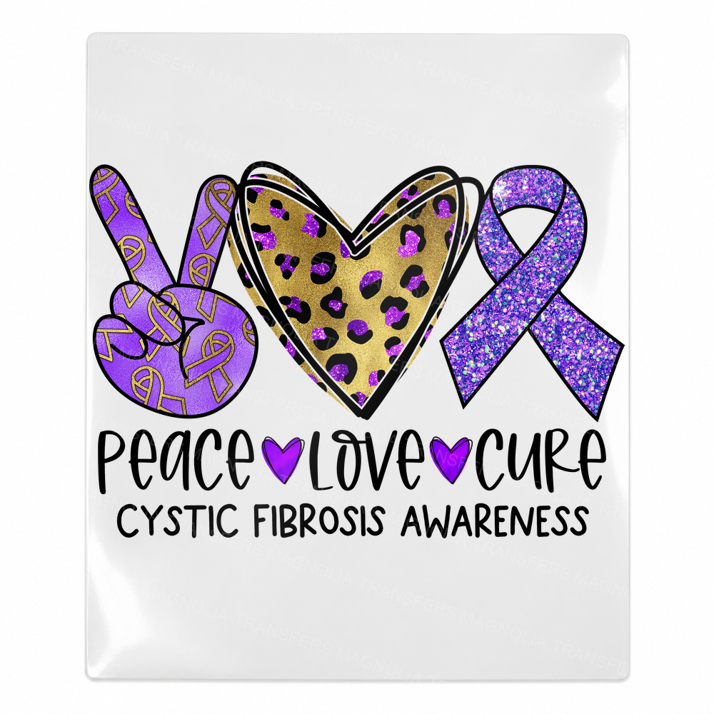Peace Love Cure Cystic Fibrosis Leopard
