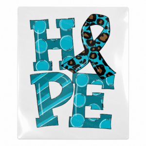 Hope teal leopard ribbon Activist and Awareness UV Transfer with stacked lettering