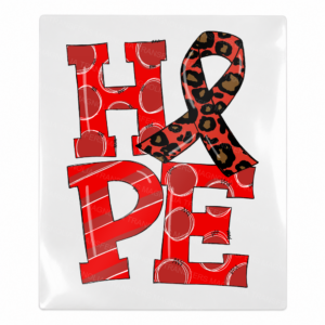 Hope red leopard ribbon Activist and Awareness UV Transfer with stacked lettering