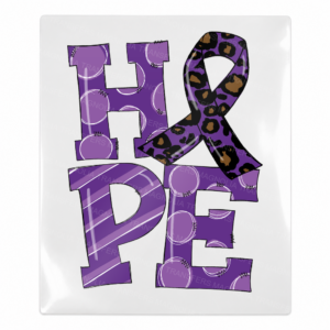 Hope purple leopard ribbon Activist and Awareness UV Transfer with stacked lettering
