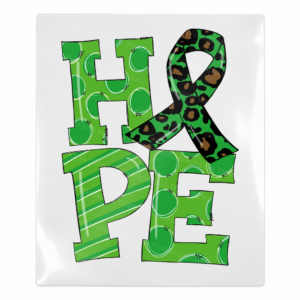 Hope green leopard ribbon Activist and Awareness UV Transfer with stacked lettering