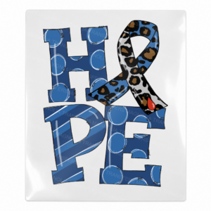 Hope blue leopard ribbon Activist and Awareness UV Transfer with stacked lettering and red heart accent