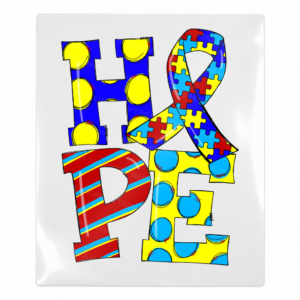 Hope puzzle ribbon dots Activist and Awareness UV Transfer with striped and dotted lettering