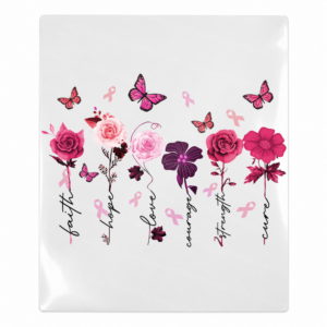 Faith Hope Love floral names Activist and Awareness UV Transfer with pink flowers and butterflies
