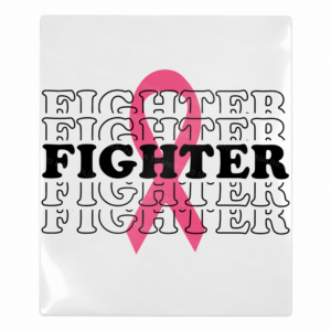Fighter pink ribbon Activist and Awareness UV Transfer with layered black lettering