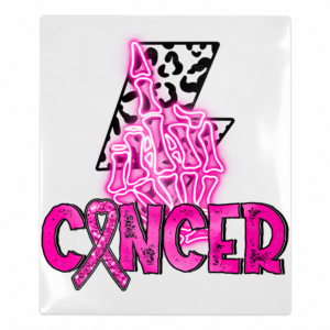 Fight Cancer neon bolt Activist and Awareness UV Transfer with pink lettering and leopard lightning bolt