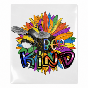 Bee Kind sunflower Activist and Awareness UV Transfer with bumblebee and rainbow petals