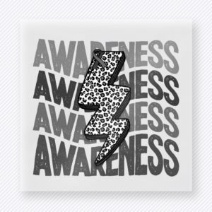 Awareness Lightning Bolt Charcoal Leopard Activist & Awareness DTF transfer
