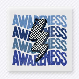 Awareness Lightning Bolt Blue Checker Activist & Awareness DTF transfer