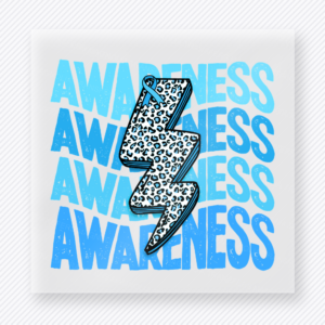 Awareness Lightning Bolt Sky Blue Checker Activist & Awareness DTF transfer