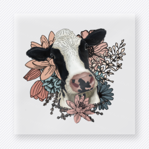 Floral Cow Portrait Animals & Pets DTF transfer