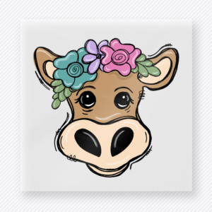 Flower Crown Cow Face Animals & Pets DTF transfer mockup