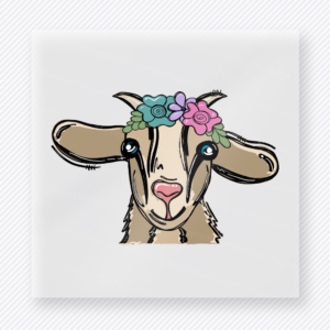 Flower Crown Goat Face Animals & Pets DTF transfer mockup