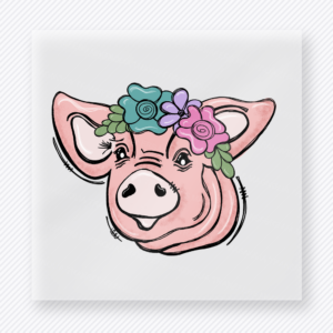 Flower Crown Pig Face Animals & Pets DTF transfer mockup