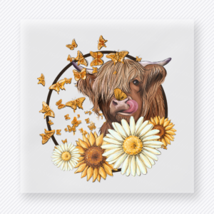 Highland Cow Butterfly Bouquet Animals & Pets DTF transfer