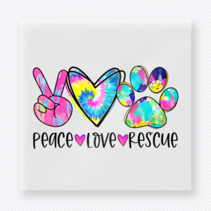 Peace Love Rescue Animals & Pets DTF transfer mockup