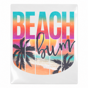 Beach Bum Sunset Beach & Summer UV transfer with sunset colors, coastal beach artwork