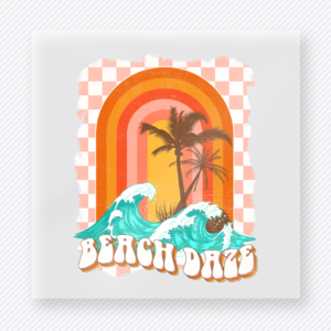 Beach Bum Checkered Wave Beach & Summer DTF transfer mockup