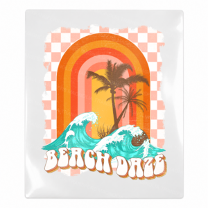 Beach Bum Checkered Wave Beach & Summer UV transfer with coastal beach artwork, wave accents, checkered details
