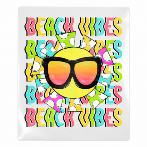 Beach Vibes Sunglasses Beach & Summer UV transfer with tropical sunglasses, coastal beach artwork