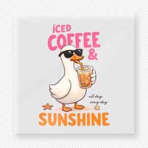 Iced Coffee and Sunshine Goose Beach & Summer DTF transfer mockup