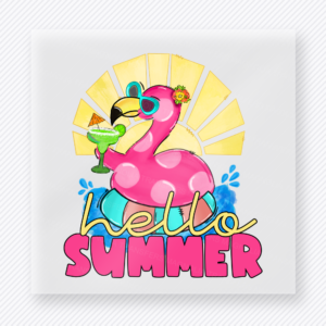 Hello Summer Flamingo Float Beach & Summer DTF transfer mockup