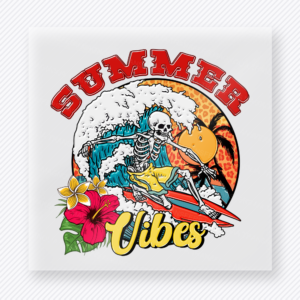 Summer Vibes Skeleton Surfer Beach & Summer DTF transfer mockup