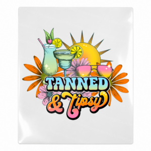 Tanned and Tipsy Beach & Summer UV transfer with summer-themed artwork