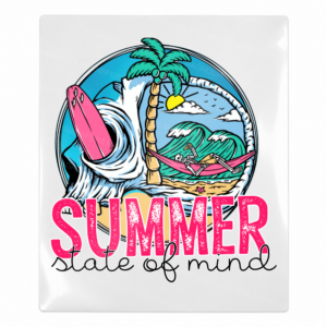 Summer State of Mind Surf Beach & Summer UV transfer with summertime lettering, surf-inspired artwork