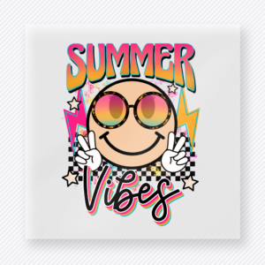 Summer Vibes Checkered Smiley Beach & Summer DTF transfer mockup