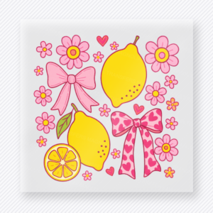 Lemon Bow Floral Pattern Beach & Summer DTF transfer mockup