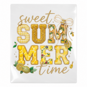 Sweet Summer Time Lemon Glitter Beach & Summer UV transfer design for hard surfaces