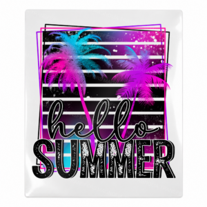 Hello Summer Neon Palms Beach & Summer UV transfer design for hard surfaces