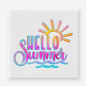Hello Summer Sun Waves Beach & Summer DTF transfer mockup