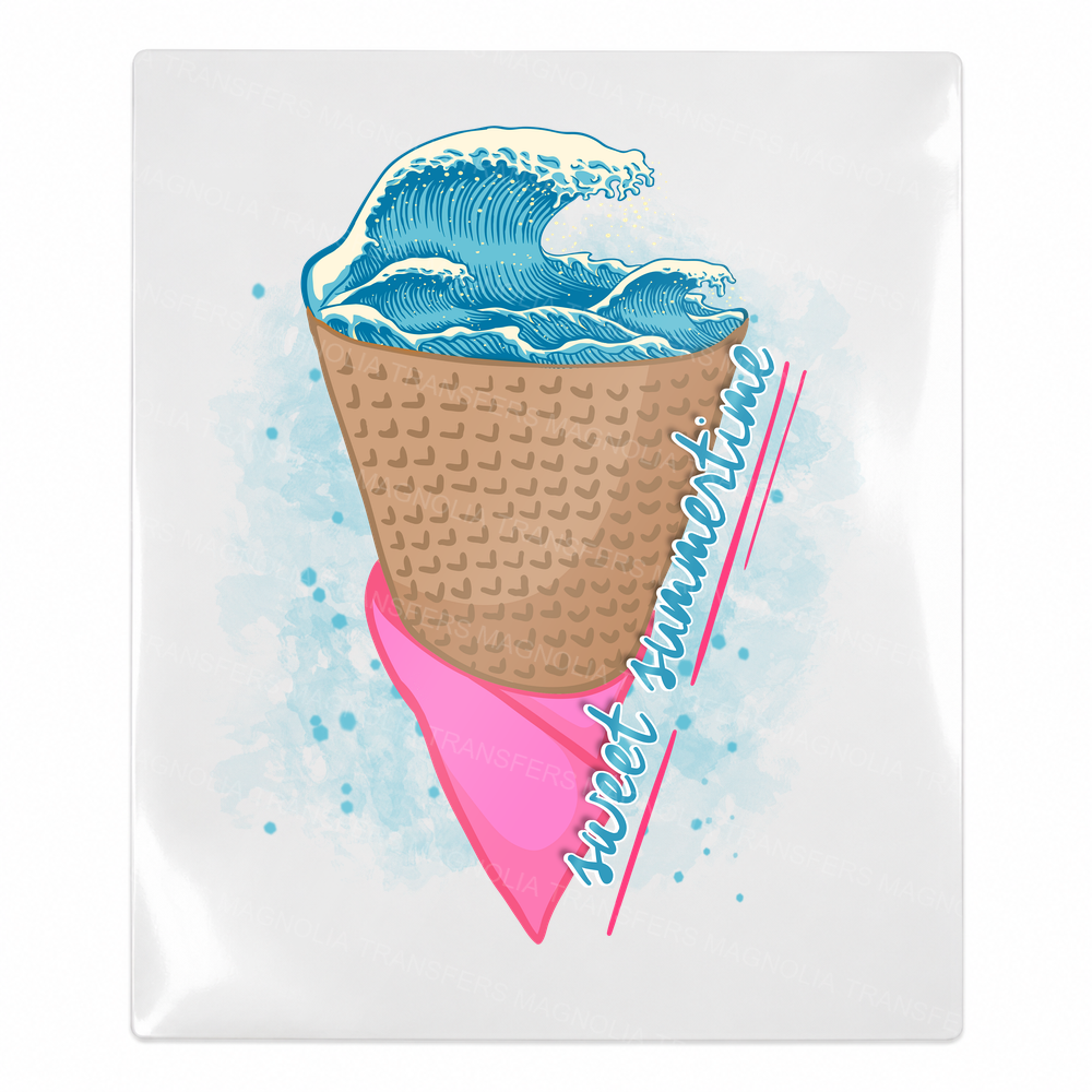 Sweet Summertime Waffle Cone Blue Beach & Summer UV Transfers