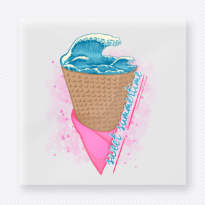 Sweet Summertime Waffle Cone Pink Beach & Summer DTF transfer mockup