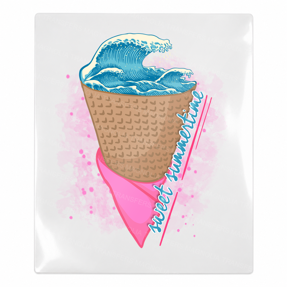 Sweet Summertime Waffle Cone Pink Beach & Summer UV Transfers