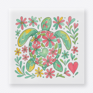 Floral Sea Turtle Beach & Summer DTF transfer mockup