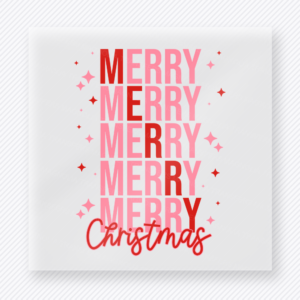 Merry Merry Merry Christmas Stacked Pink Christmas DTF Transfers
