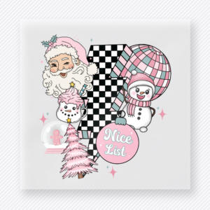 Pink Nice List Santa Christmas DTF Transfers