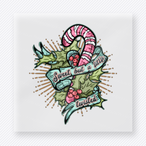 Sweet But Twisted Candy Cane Christmas DTF Transfers