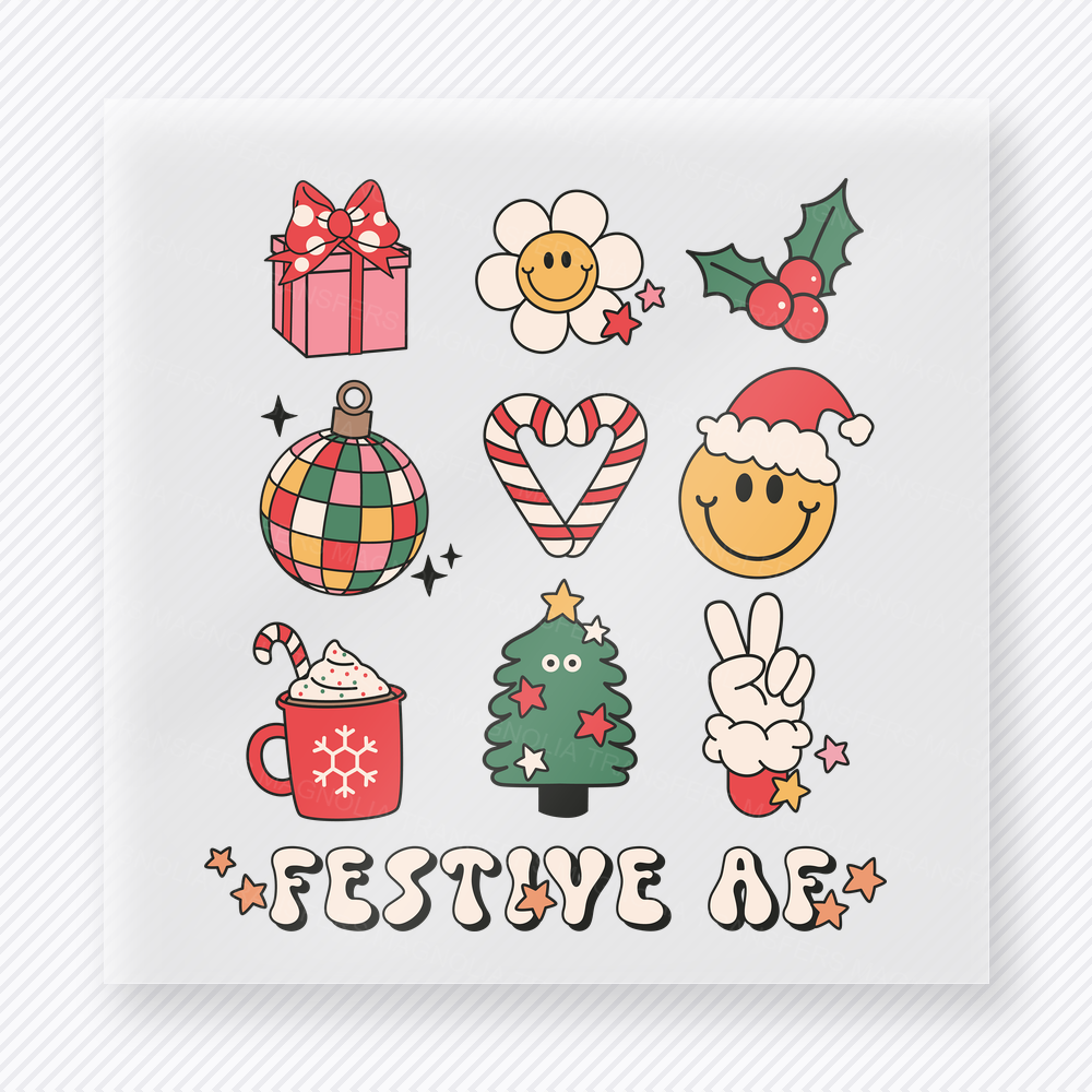 Festive AF Christmas Icons Holiday Icon Christmas DTF Transfers
